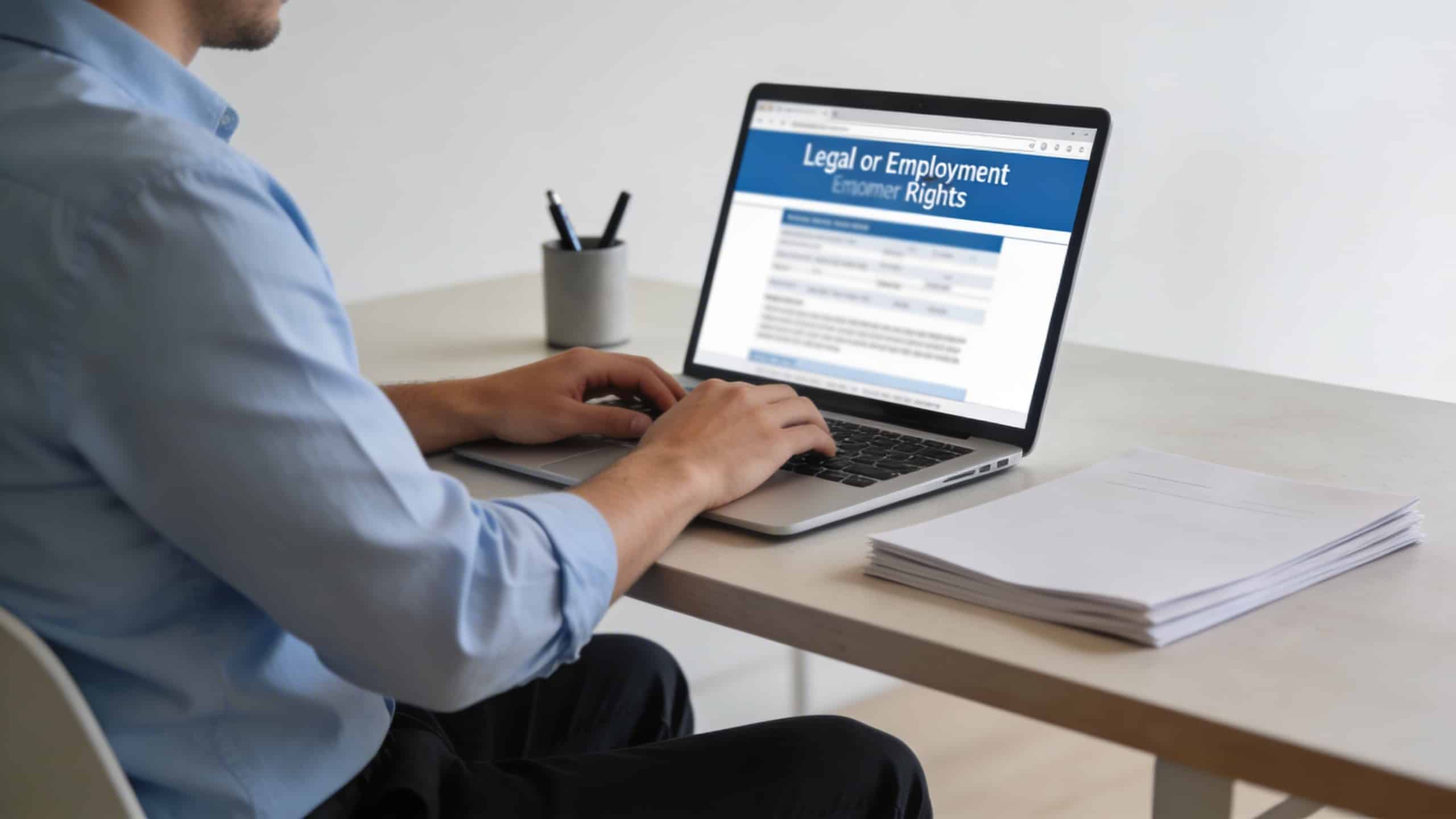 Demandeur d emploi assis devant ordinateur consultant ses droits