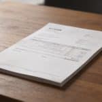 Fiche de paie detaillee posée sur bureau en bois