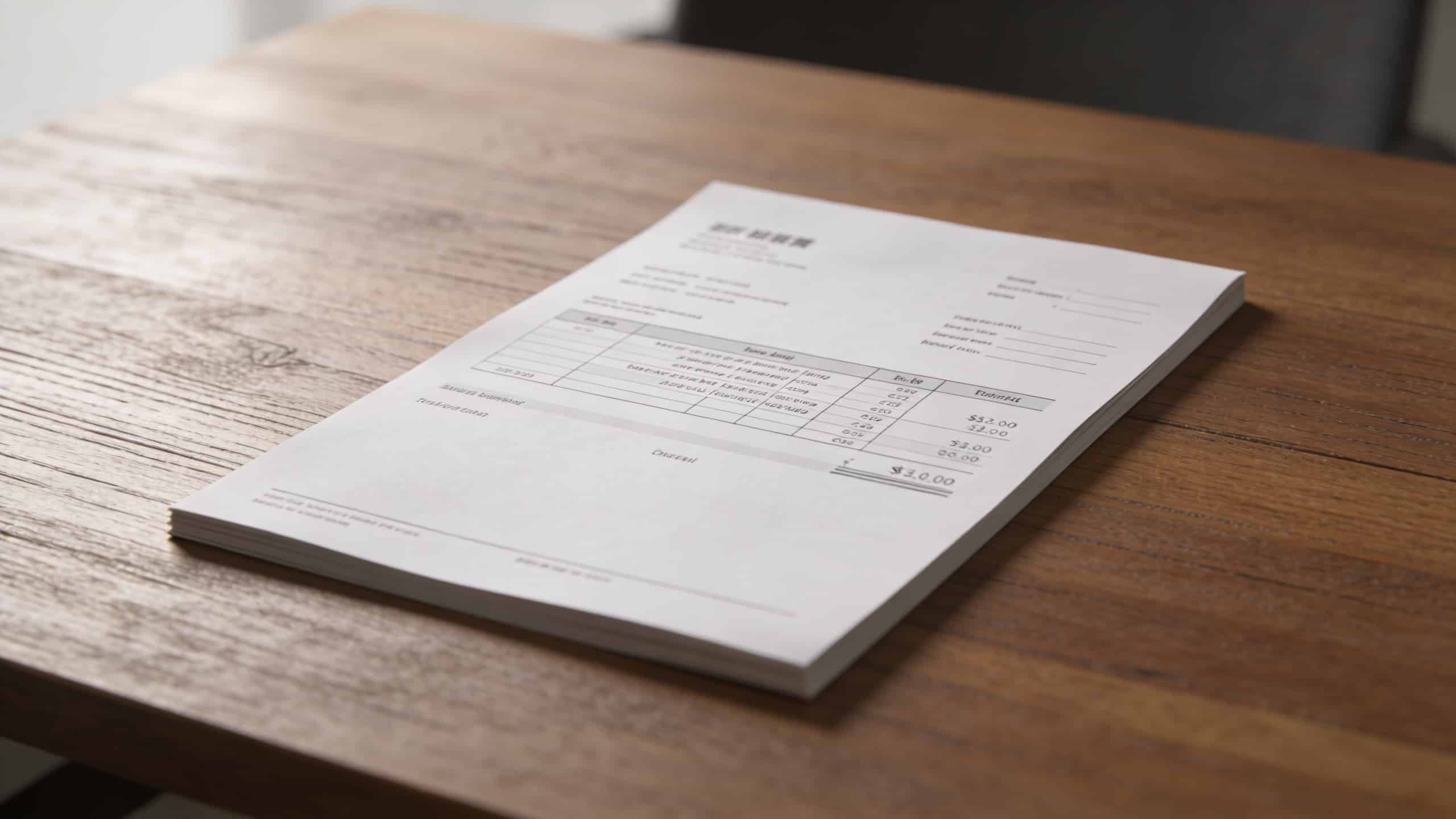 Fiche de paie detaillee posée sur bureau en bois