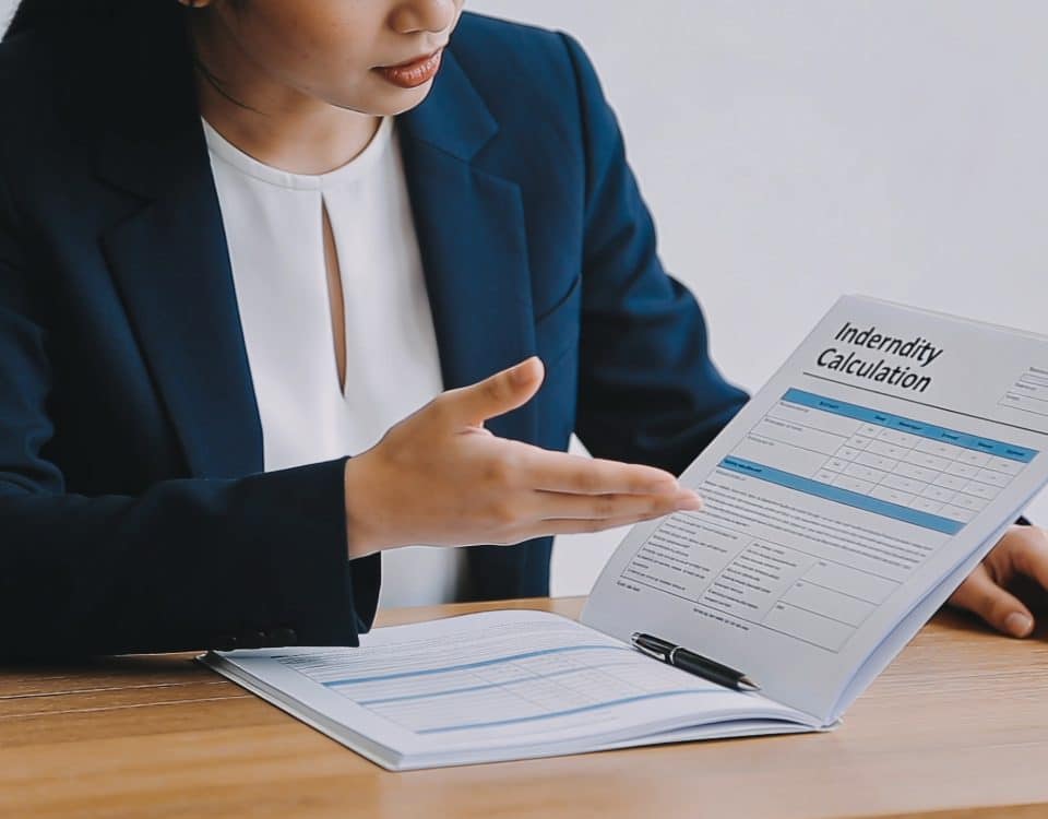 conseiller RH explique formulaire de calcul d indemnites