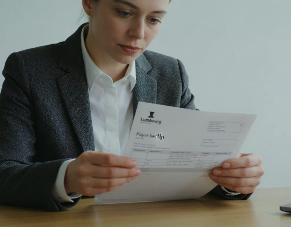 employe de bureau luxembourgeois consultant sa fiche de paie