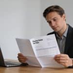 employe de bureau suédois consultant un bulletin de paie