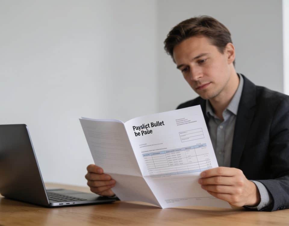 employe de bureau suédois consultant un bulletin de paie