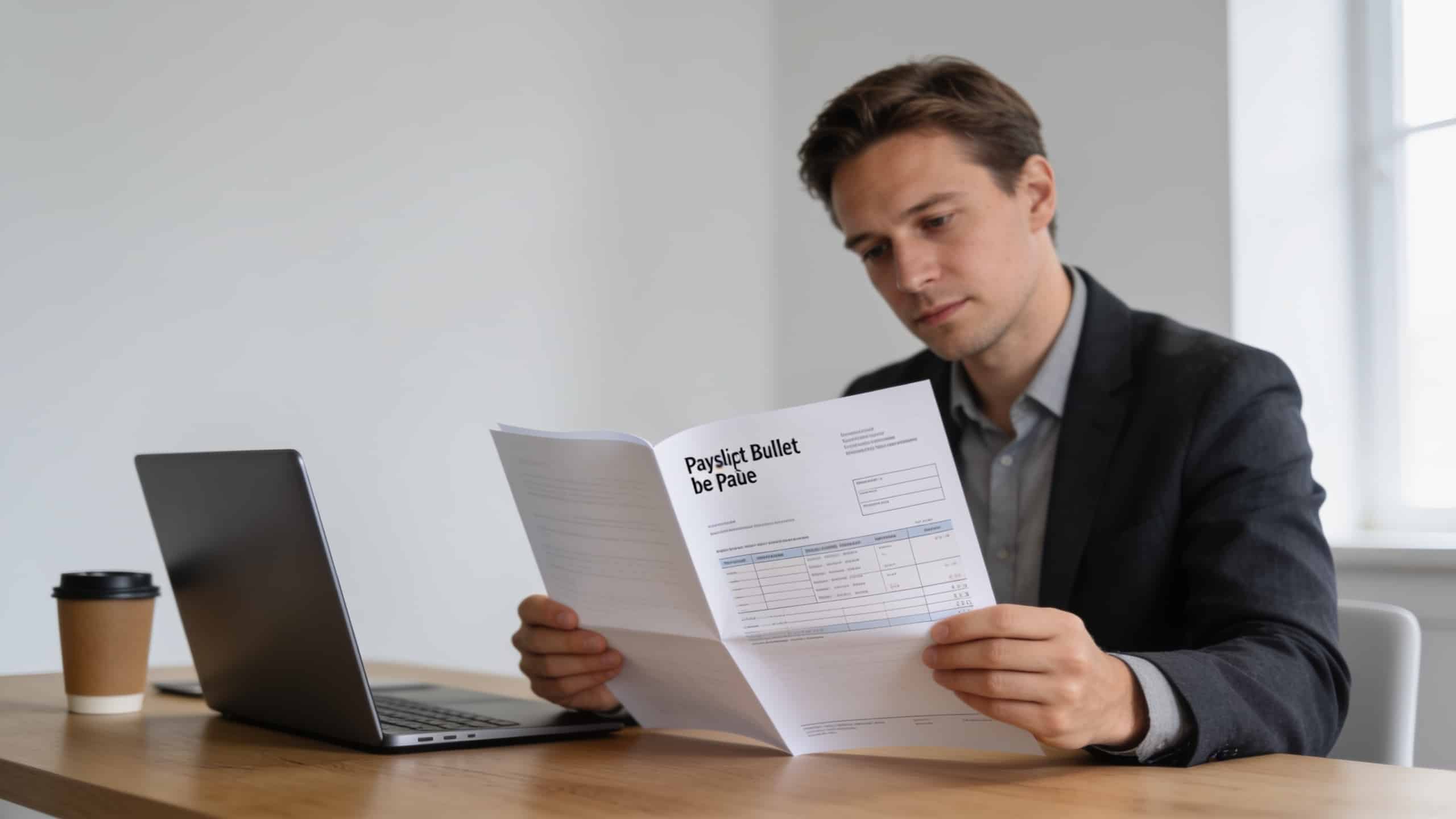 employe de bureau suédois consultant un bulletin de paie