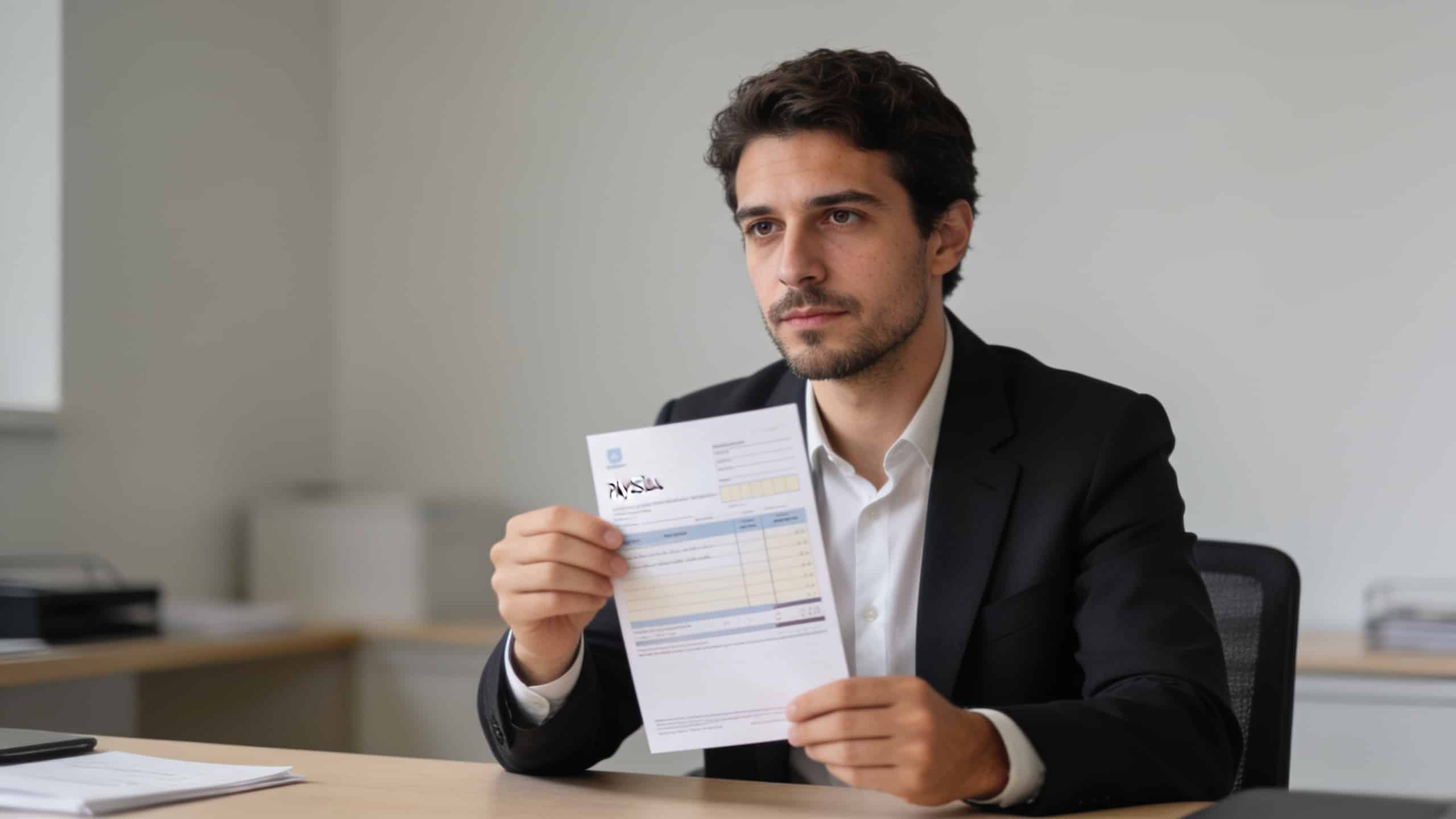 employe espagnol assis bureau consultant fiche de paie