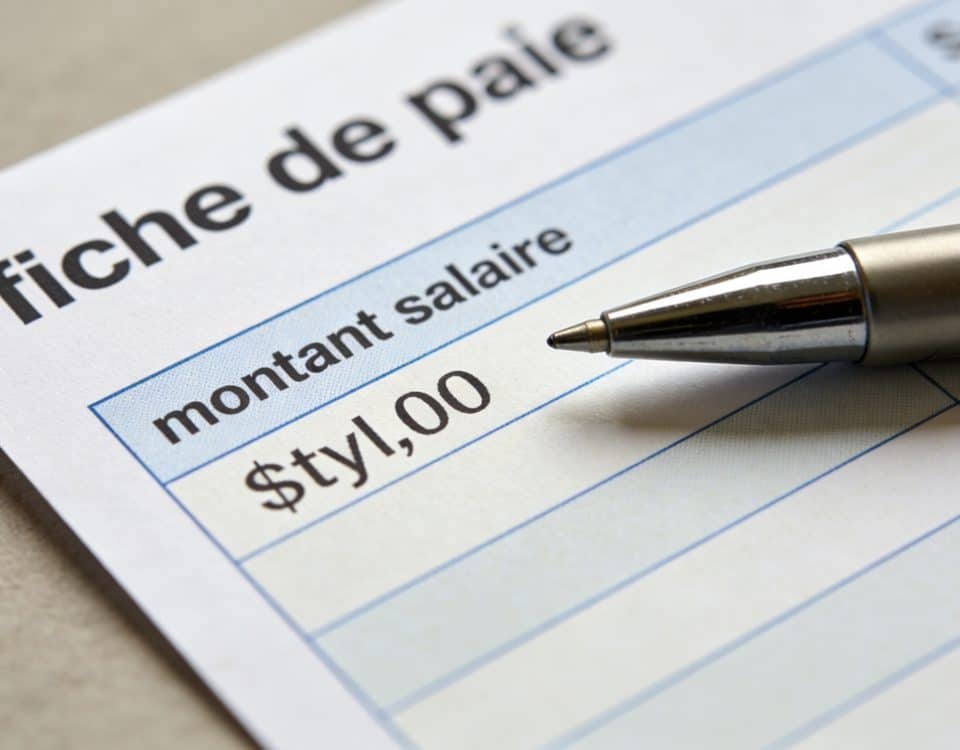 fiche de paie zoom montant salaire entouré stylo
