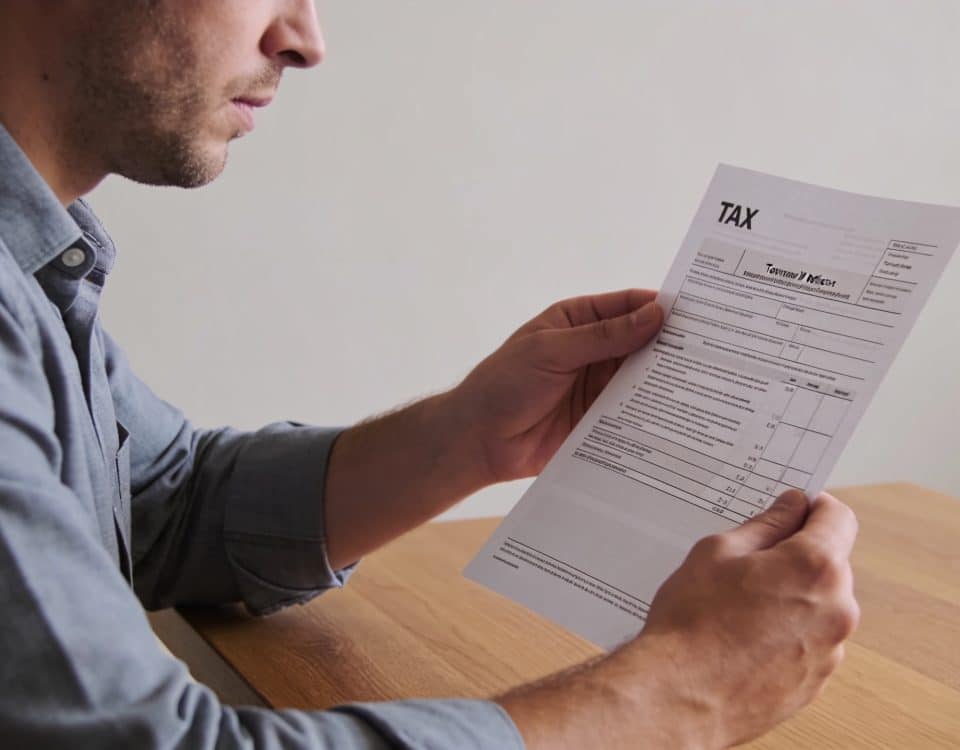 homme assis a table examinant avis dimposition