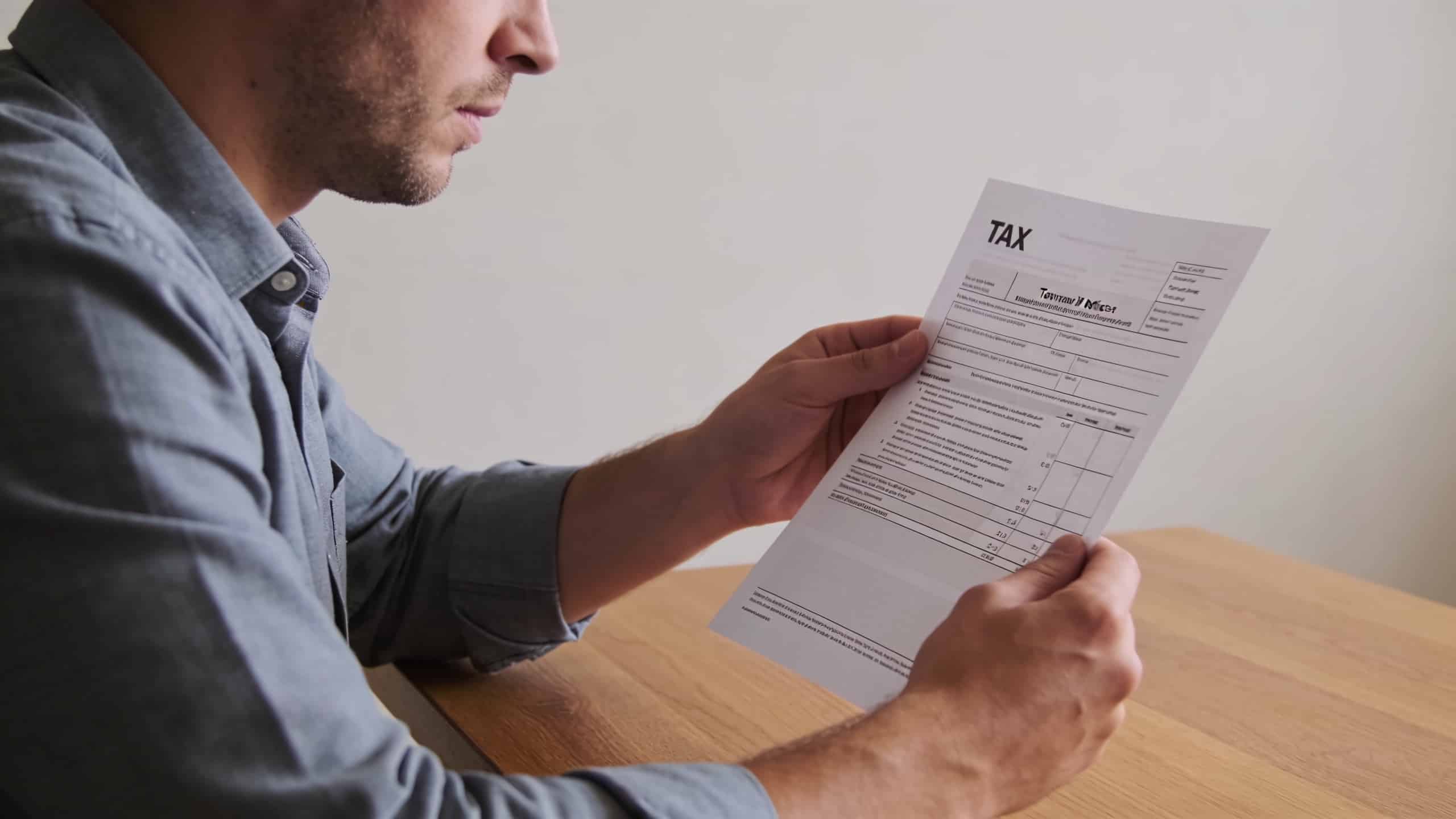 homme assis a table examinant avis dimposition