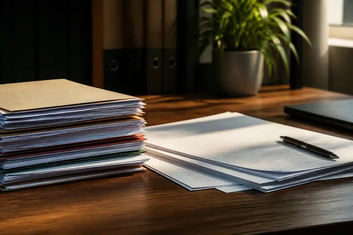 Documents officiels et formulaires de succession sur bureau