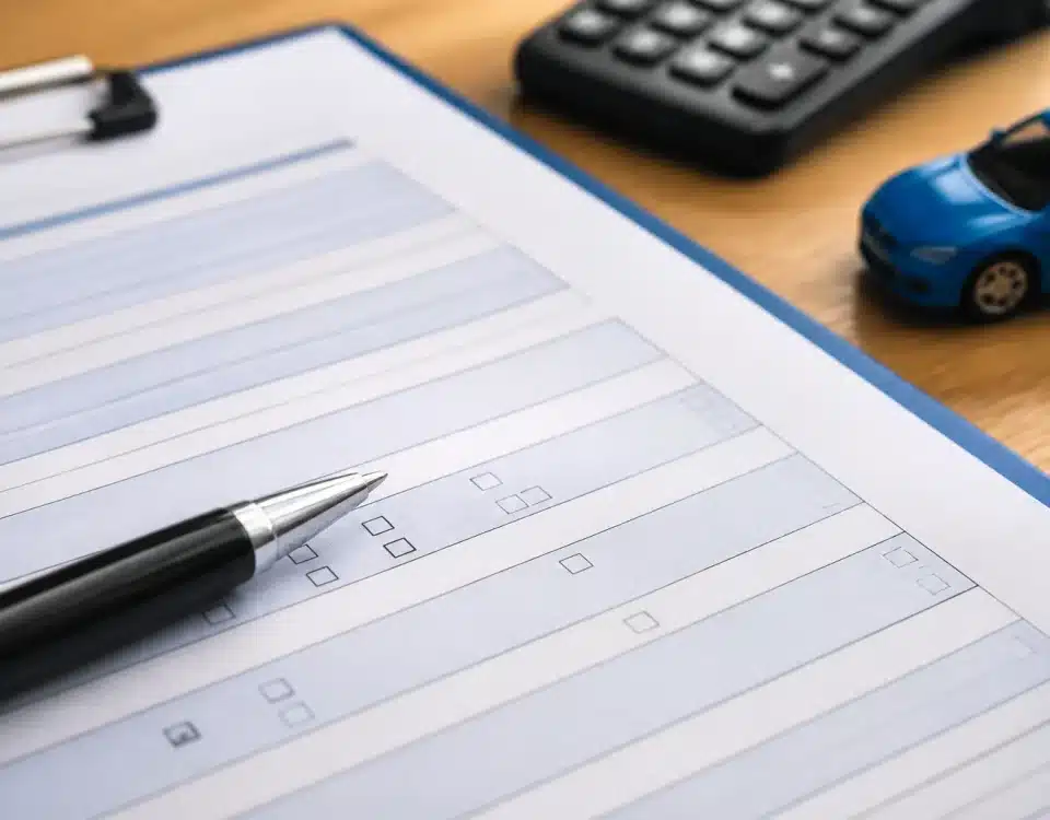 Document d'assurance avec stylo pointant vers formulaire incomplet