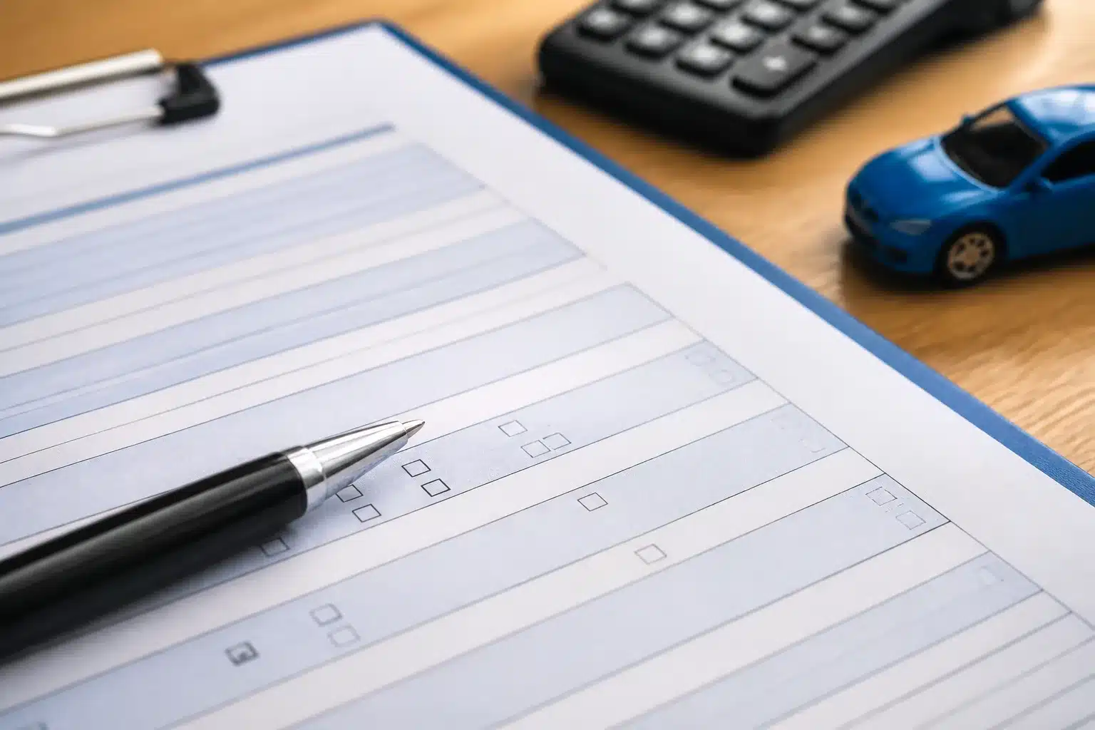 Document d'assurance avec stylo pointant vers formulaire incomplet