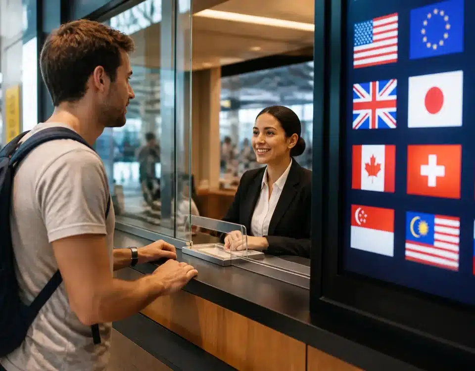 Voyageur consultant taux change affiche bureau exchange aéroport