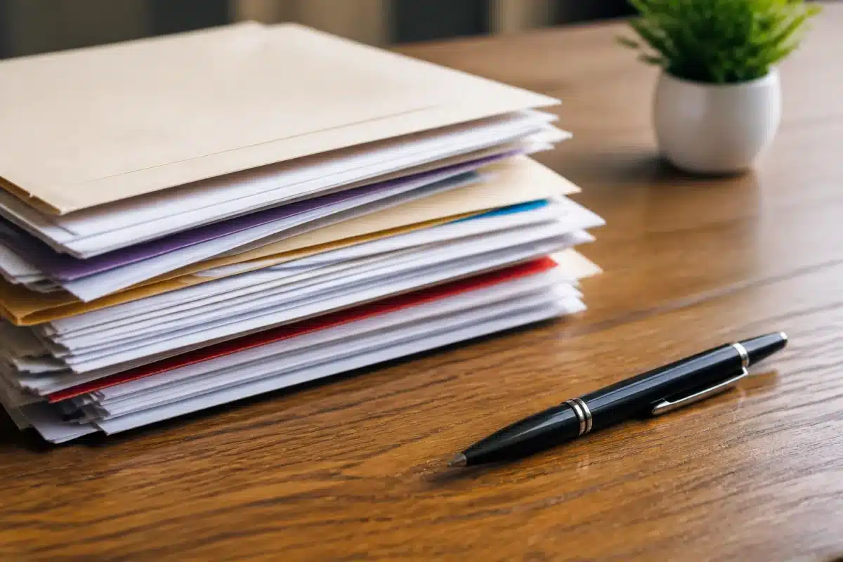 Dossier administratif avec documents et stylo sur bureau