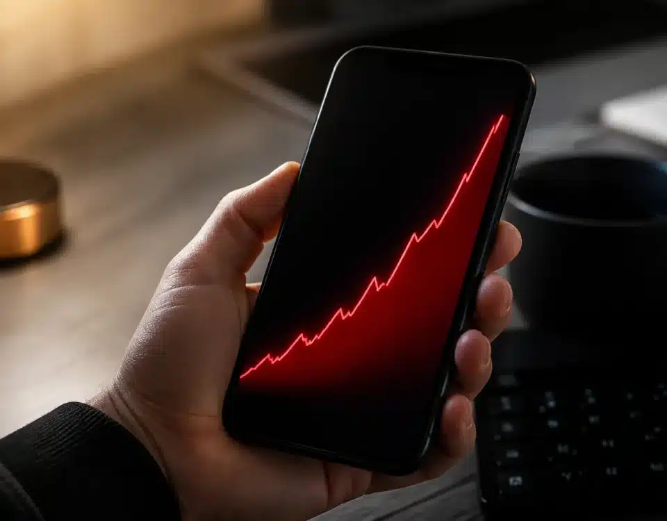 Smartphone affichant frais supplementaires croissants sur ecran noir