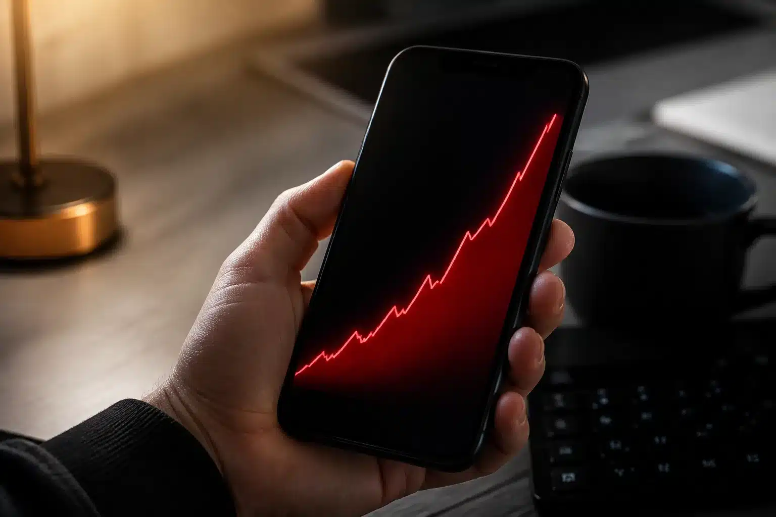Smartphone affichant frais supplementaires croissants sur ecran noir