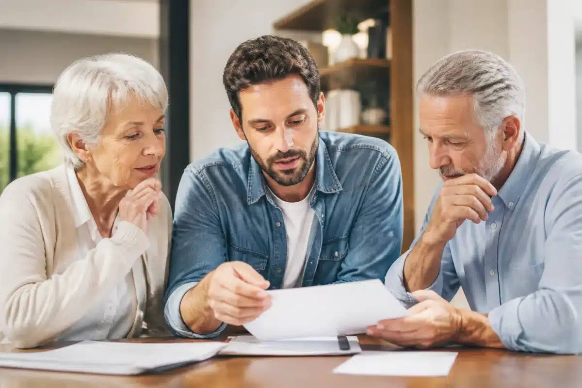 Trois generations familiales autour documents financiers