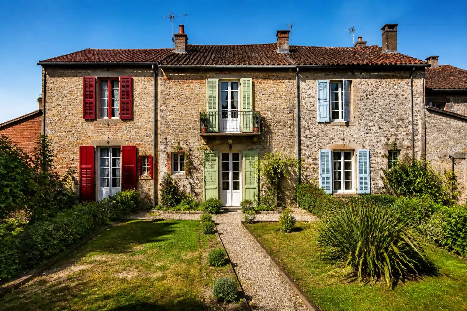 Maison ancienne divisée en trois parties avec propriétaires distincts