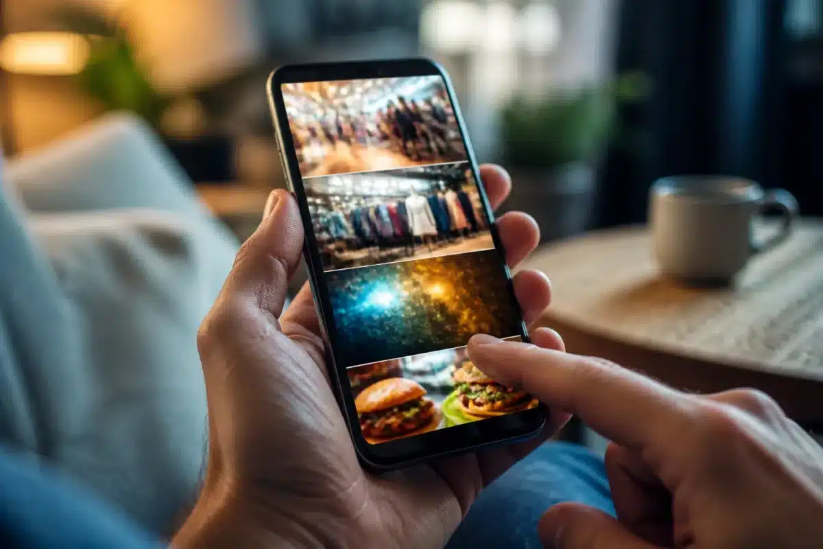 Smartphone affichant publicites cachees et conditions non lues
