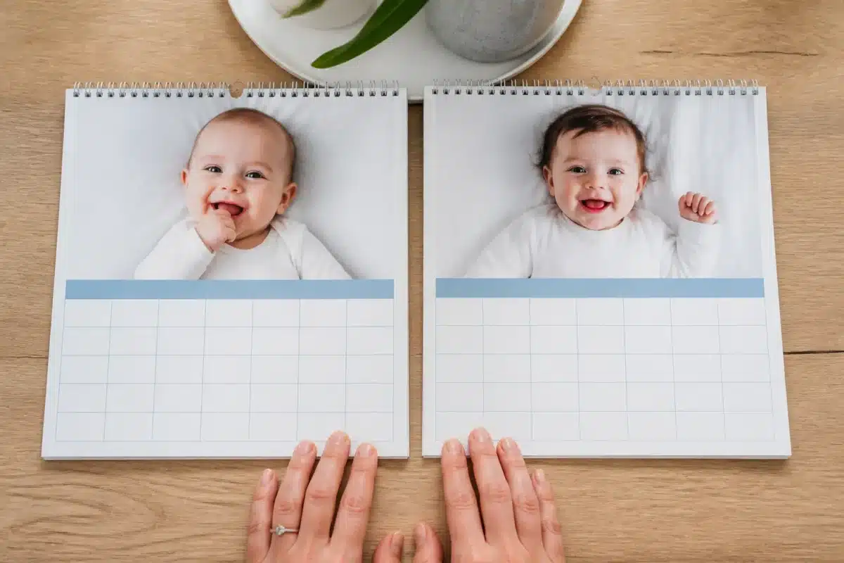 Calendrier avec dates de naissance enfants comparées côte côte