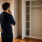 Homme vide armoire appartement avant intervention notaire