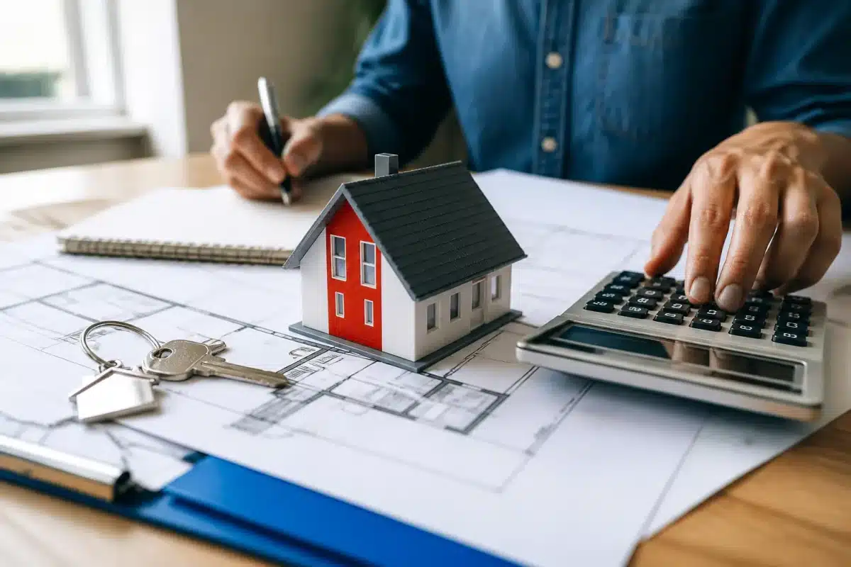 Document immobilier avec calcul loyer et plans maison