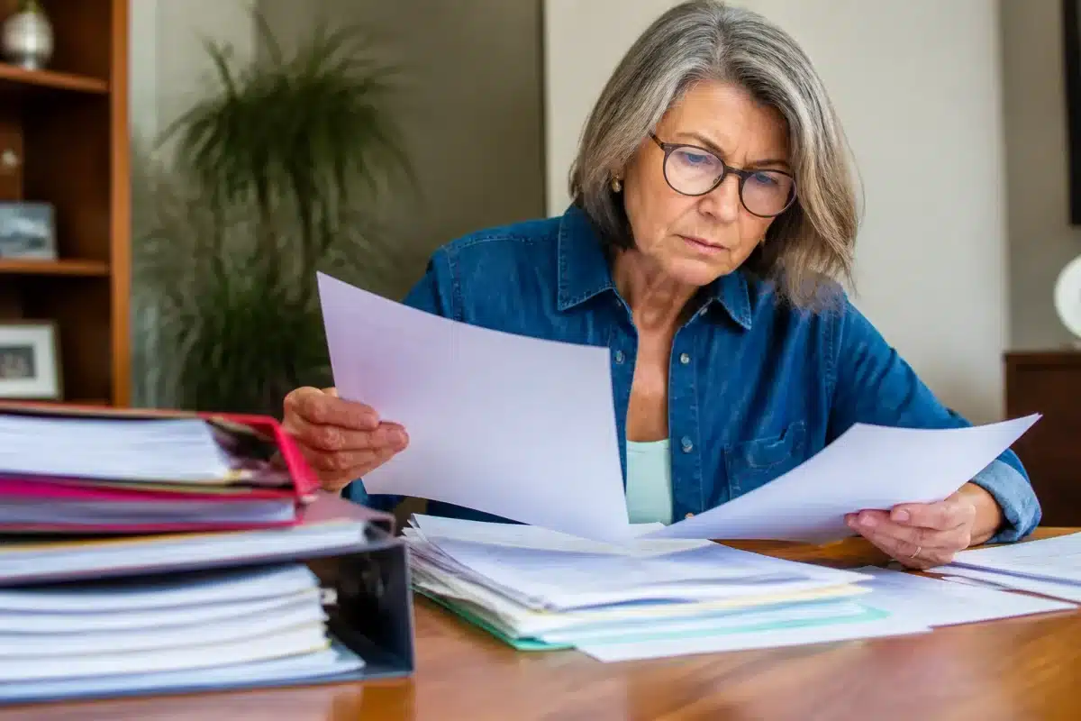 Dossiers et documents administratifs sur bureau pour correction dossier retraite