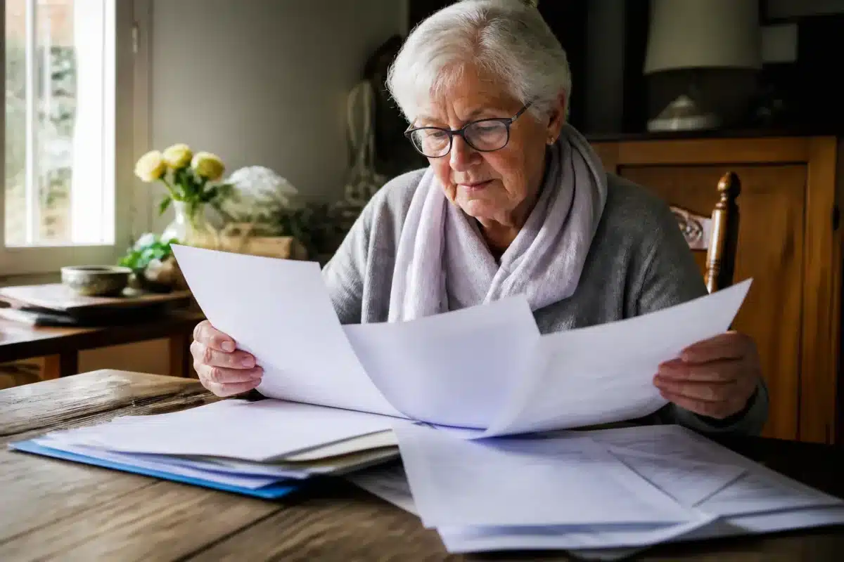 Personne agee consultant documents administratifs retraite papiers