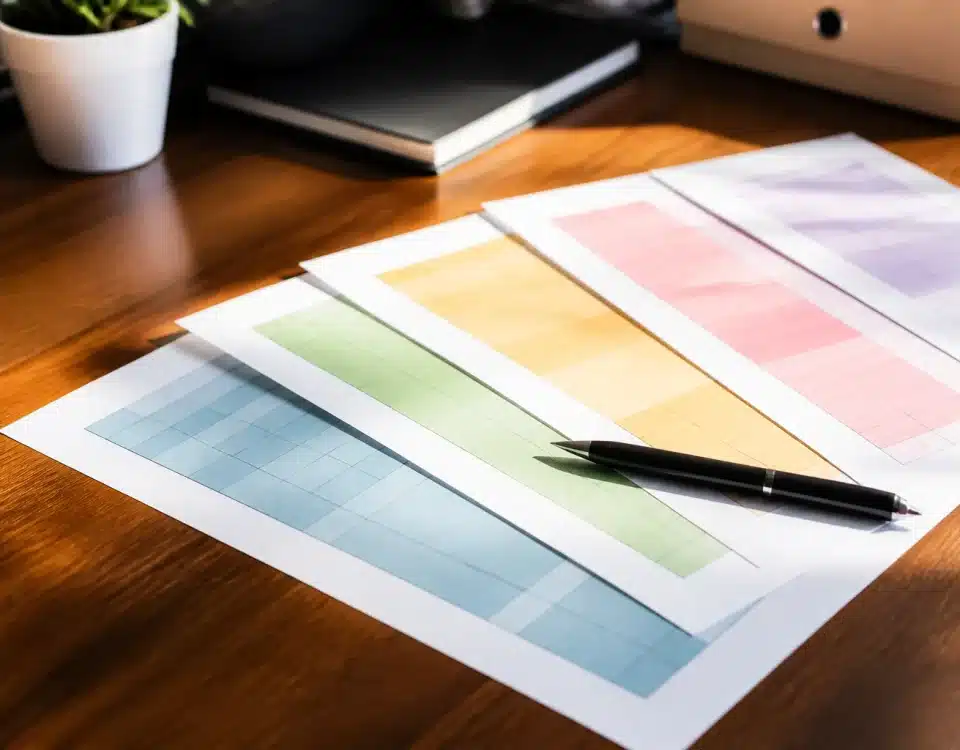 Documents comparatifs de tarifs etaleges sur table avec stylo noir