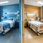 Deux chambres d'etablissement medical cote a cote comparaison
