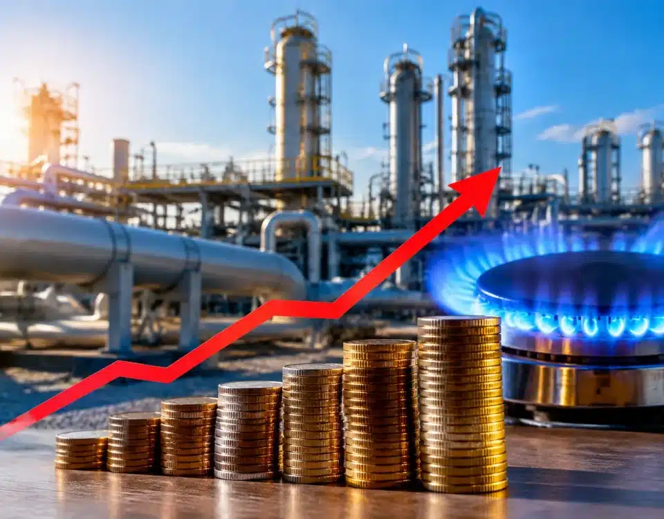 Graphique affichant la courbe montante du prix du gaz naturel