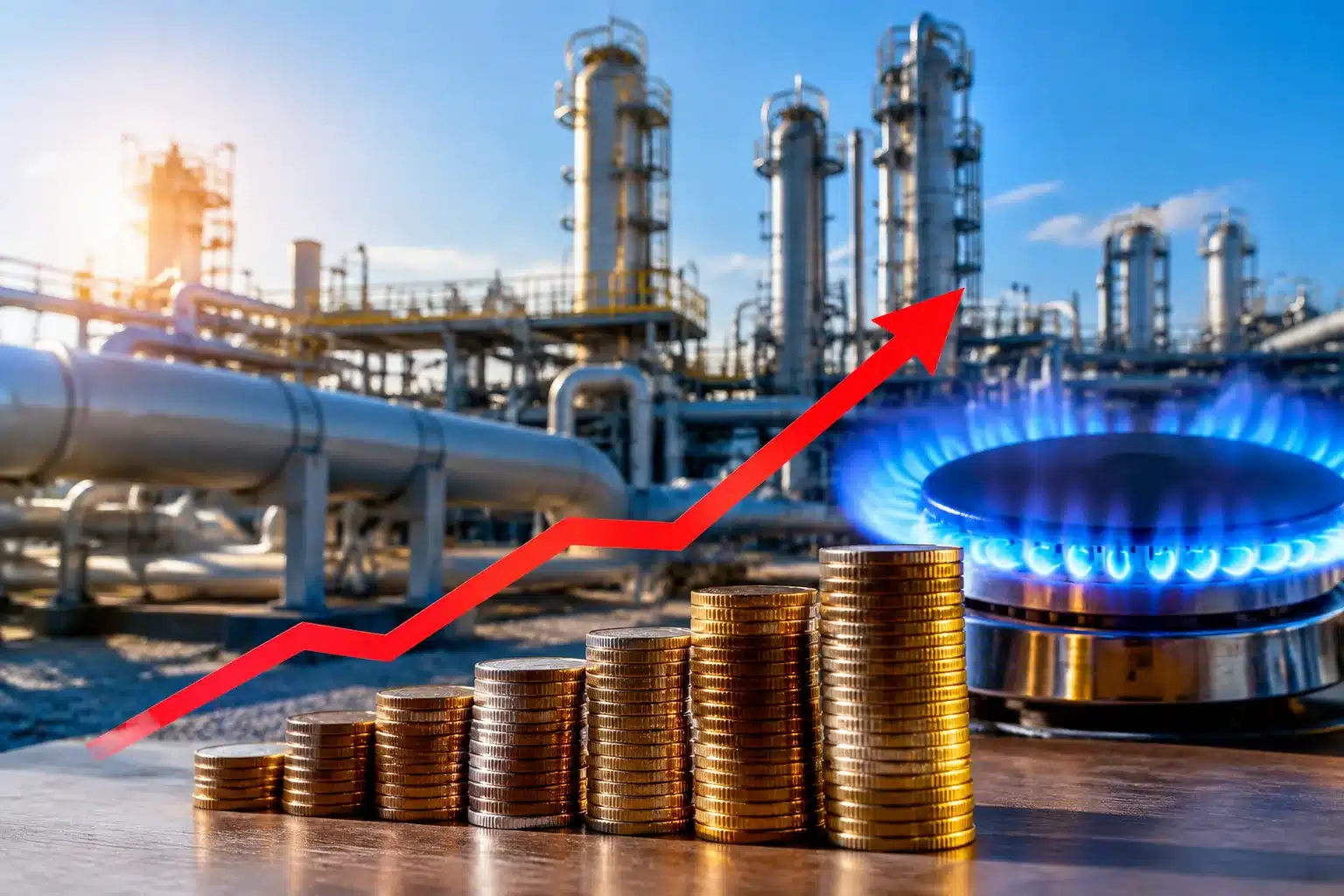 Graphique affichant la courbe montante du prix du gaz naturel