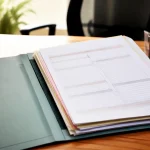 Dossier medical ouvert sur bureau avec formulaire evaluation autonomie resident