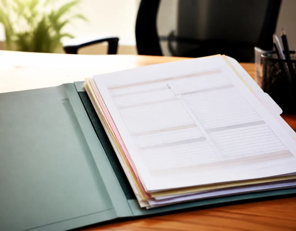 Dossier medical ouvert sur bureau avec formulaire evaluation autonomie resident