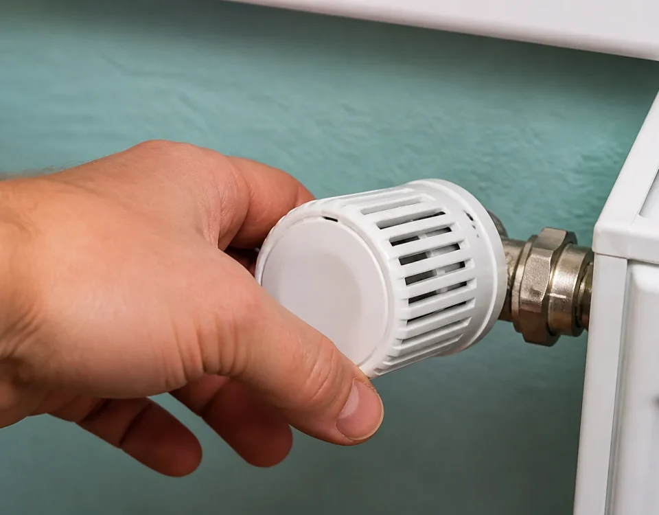 Main tourne valve radiateur sur position maxi