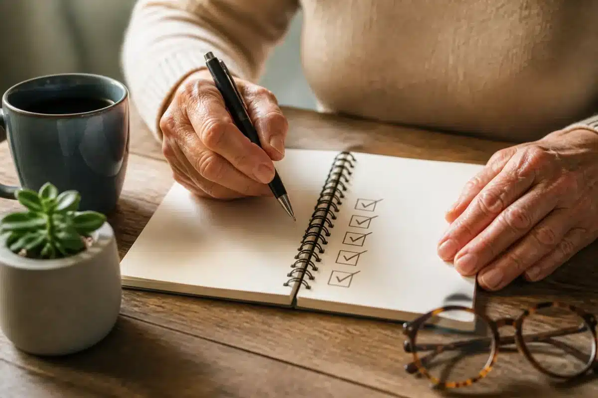 Planification retraite avec agenda papier et cases cochees
