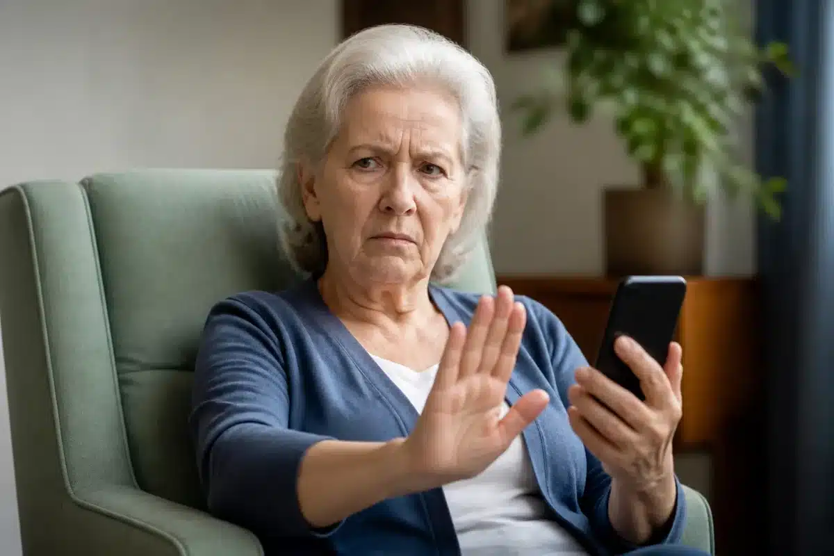 Personne agee refusant appel telephonique suspect sur telephone