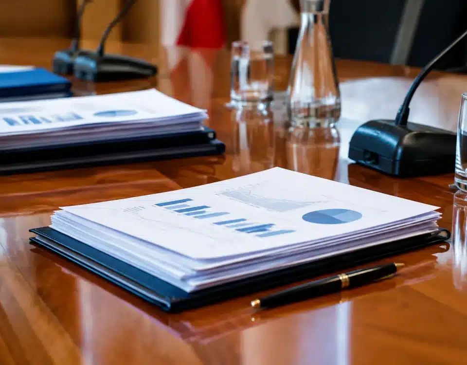 Documents de politique salariale poses sur table gouvernementale