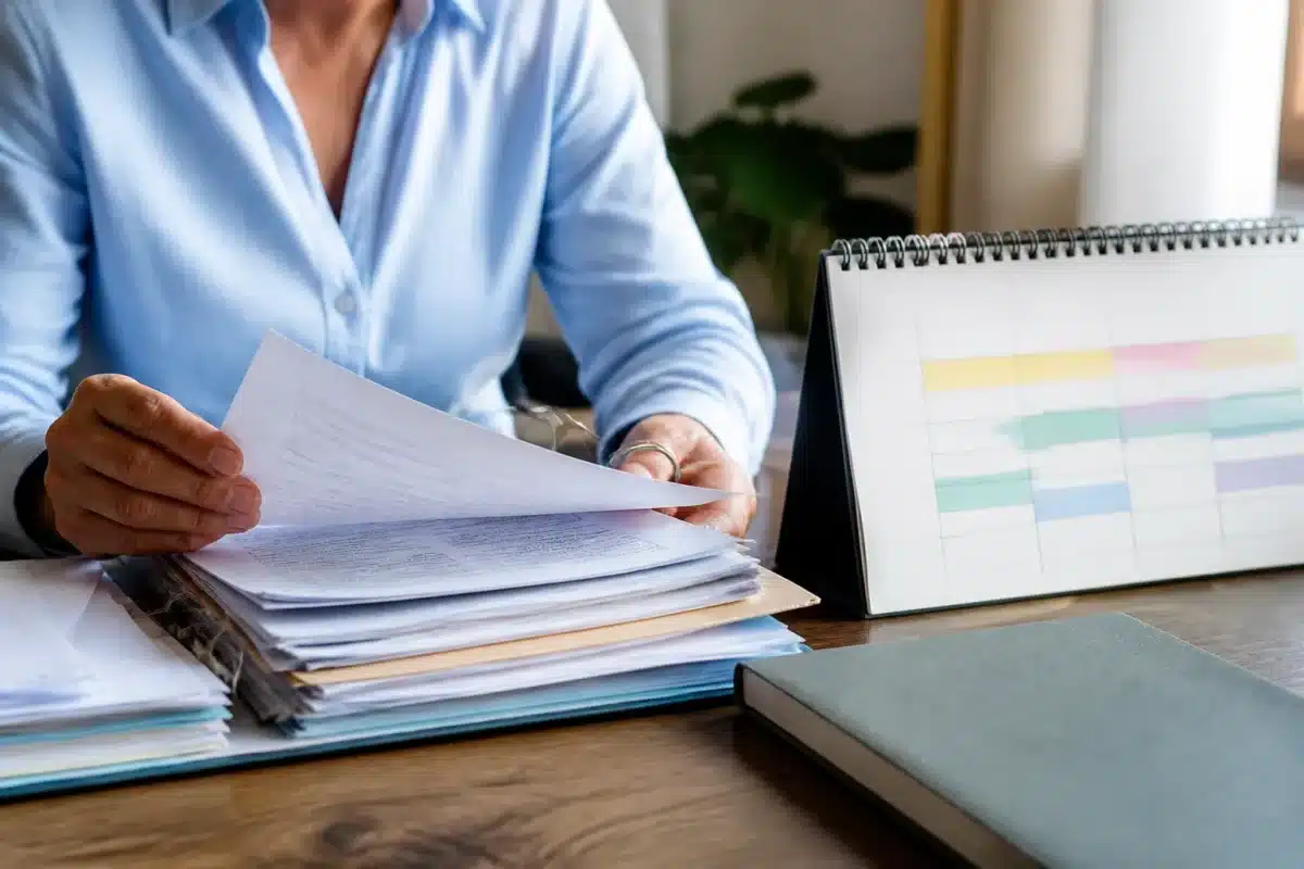 Documents administratifs avec calendrier montrant périodes d'inactivité reconnues