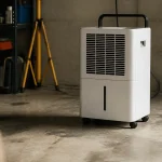 Appareil de sechage pose dans un garage en beton