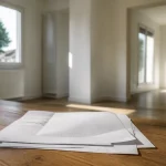 Facture d'electricite posee sur la table d'une maison vide