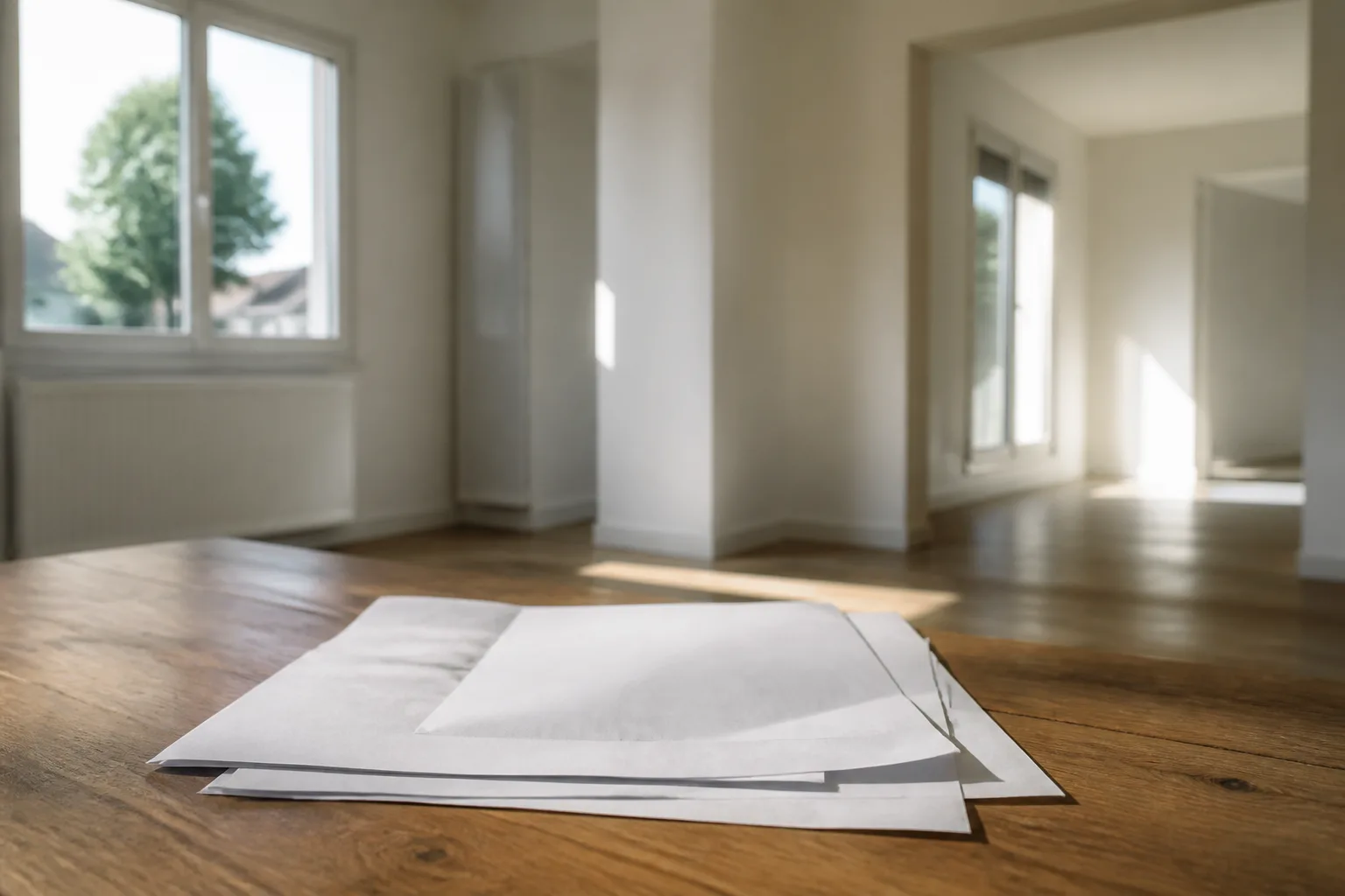 Facture d'electricite posee sur la table d'une maison vide
