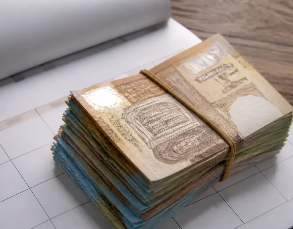 Liasse de billets sur un calendrier de 2027