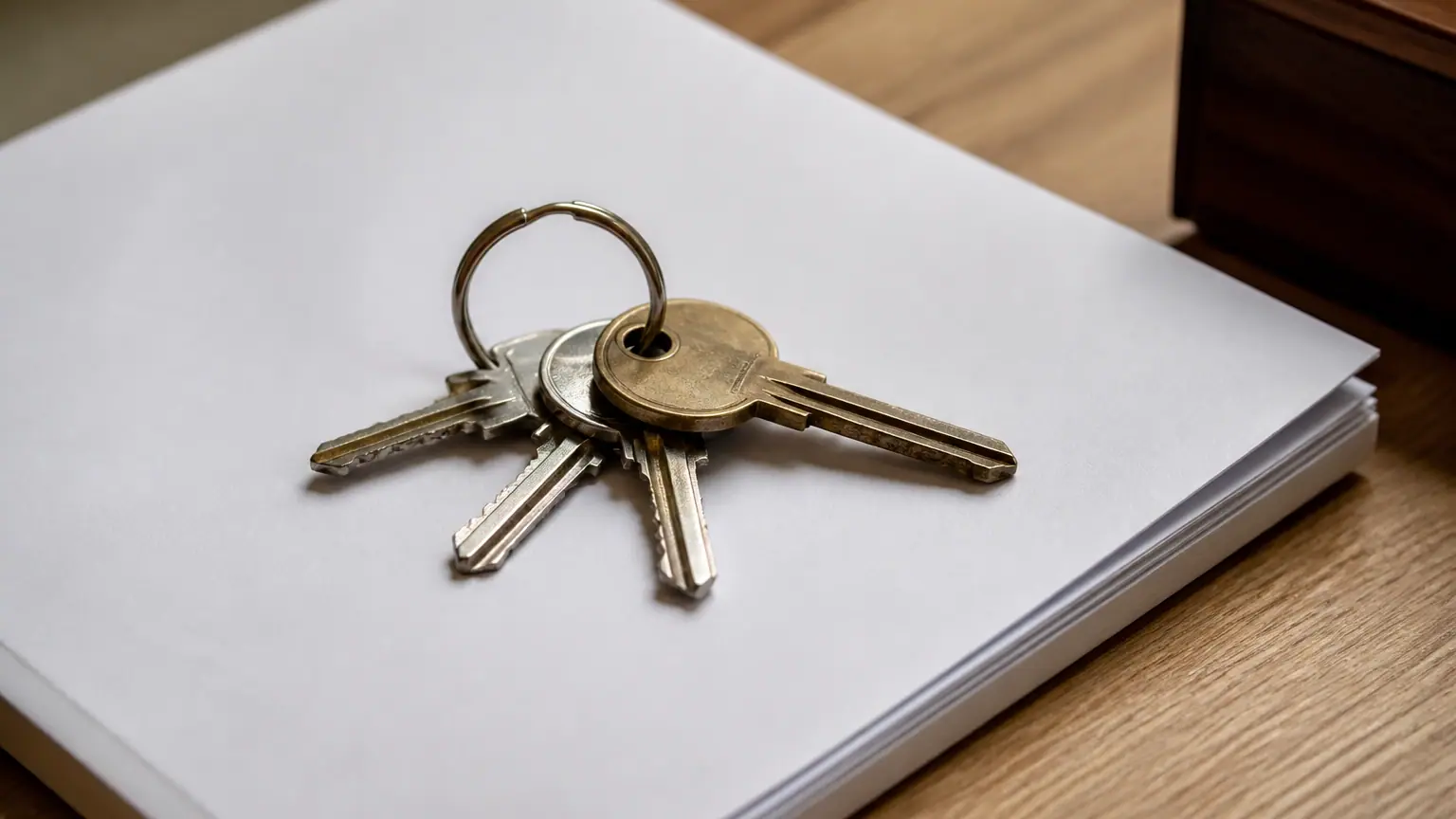 Main tenant trousseau de cles sur dossier papier