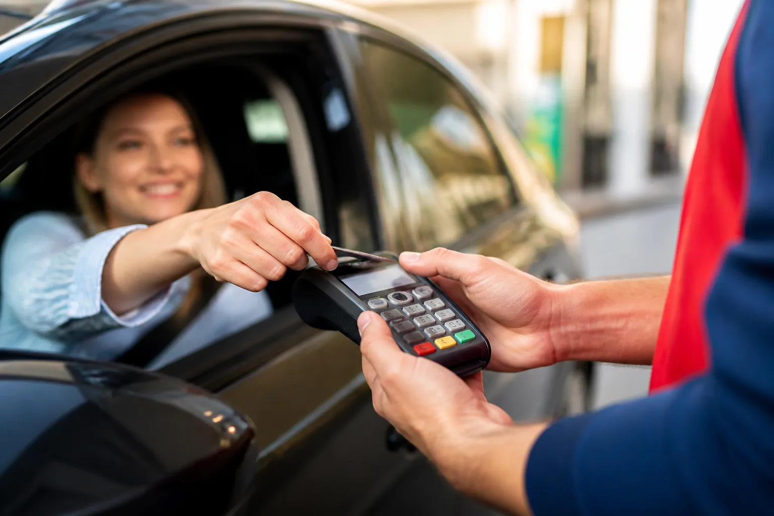 Main tenant ticket paiement essence pompe