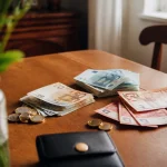 Deux personnes agees comptant des billets sur une table