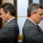 Politiciens en costumes gris assis dos a dos